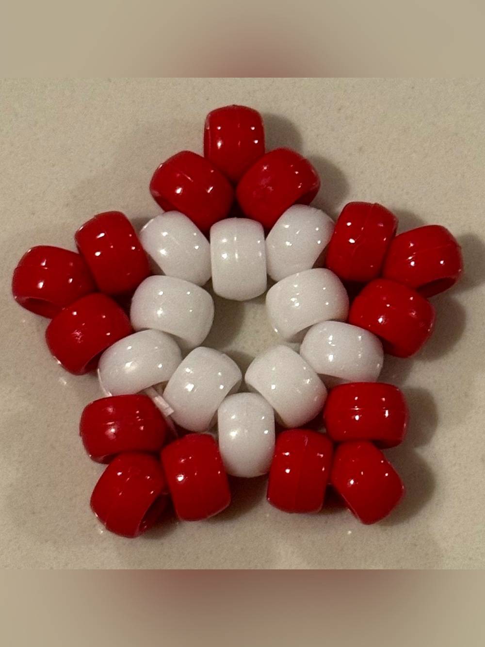 Red and White Kids Bead Stretch Bracelet - Handmade